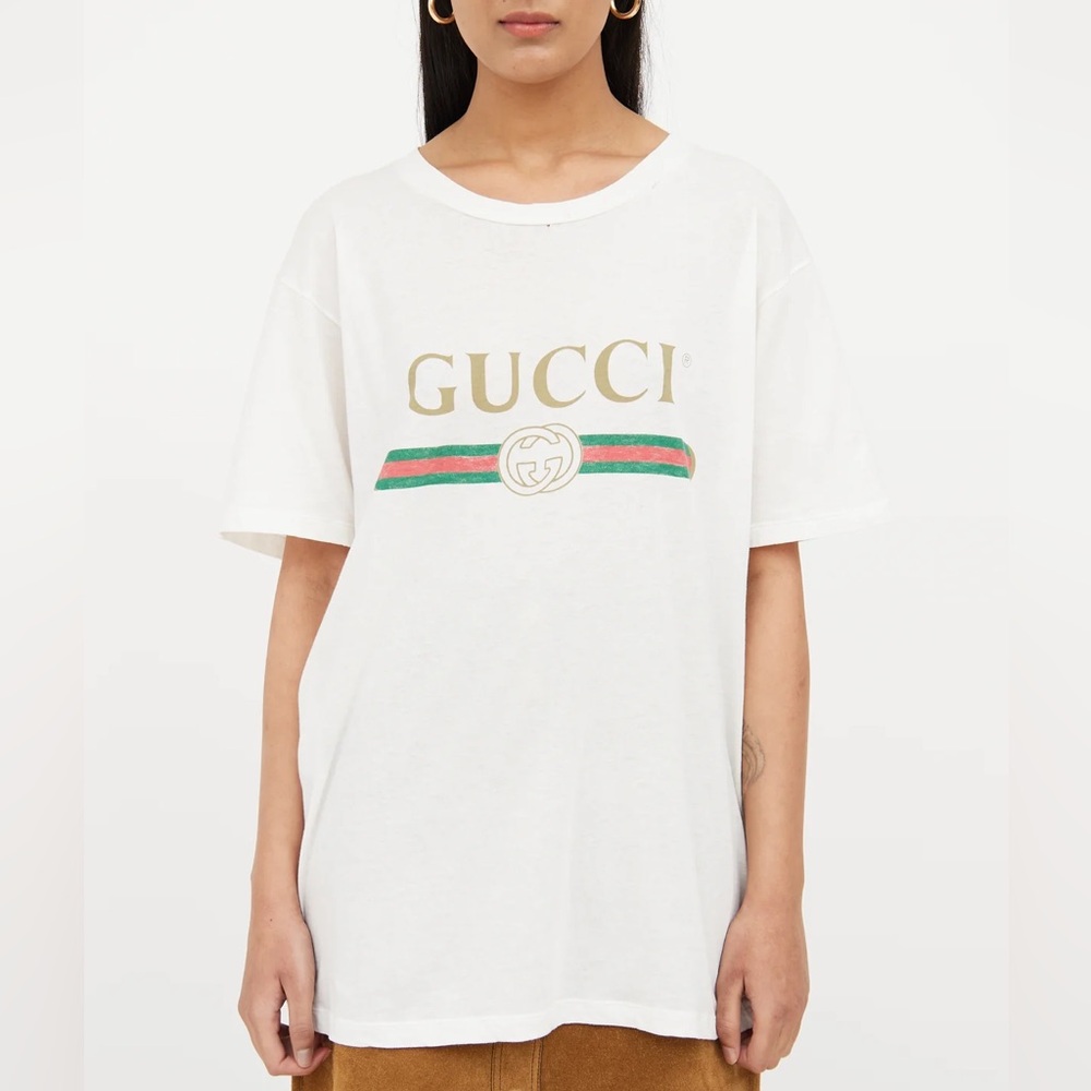 Gucci Distressed Logo Tee, Size M